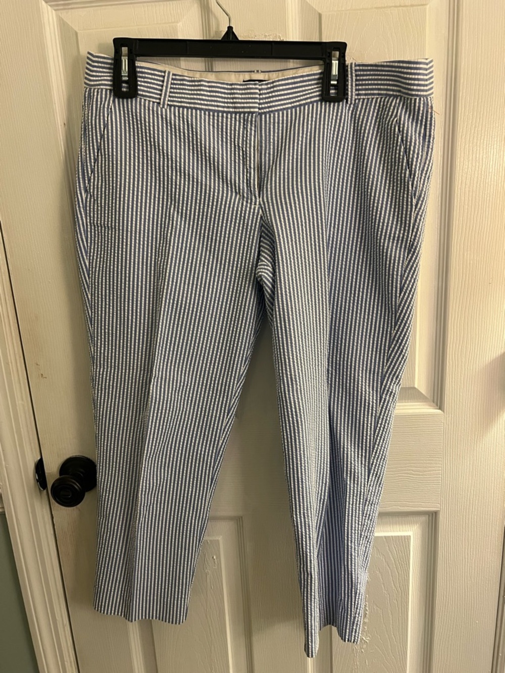 J. Crew Blue and White Seersucker Chinos